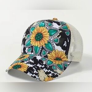 🆕 Women’s cow sunflower print hat